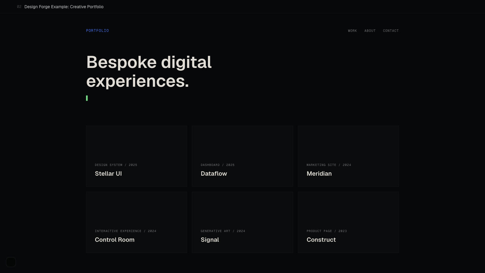 Creative Portfolio Design Forge example